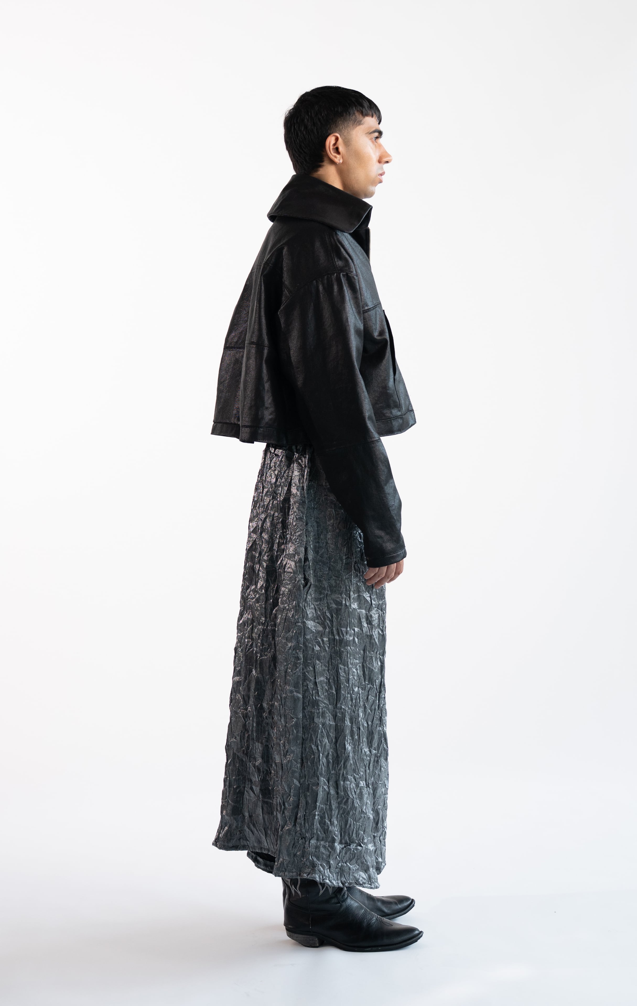Crinkled Drop-Crotch Trousers