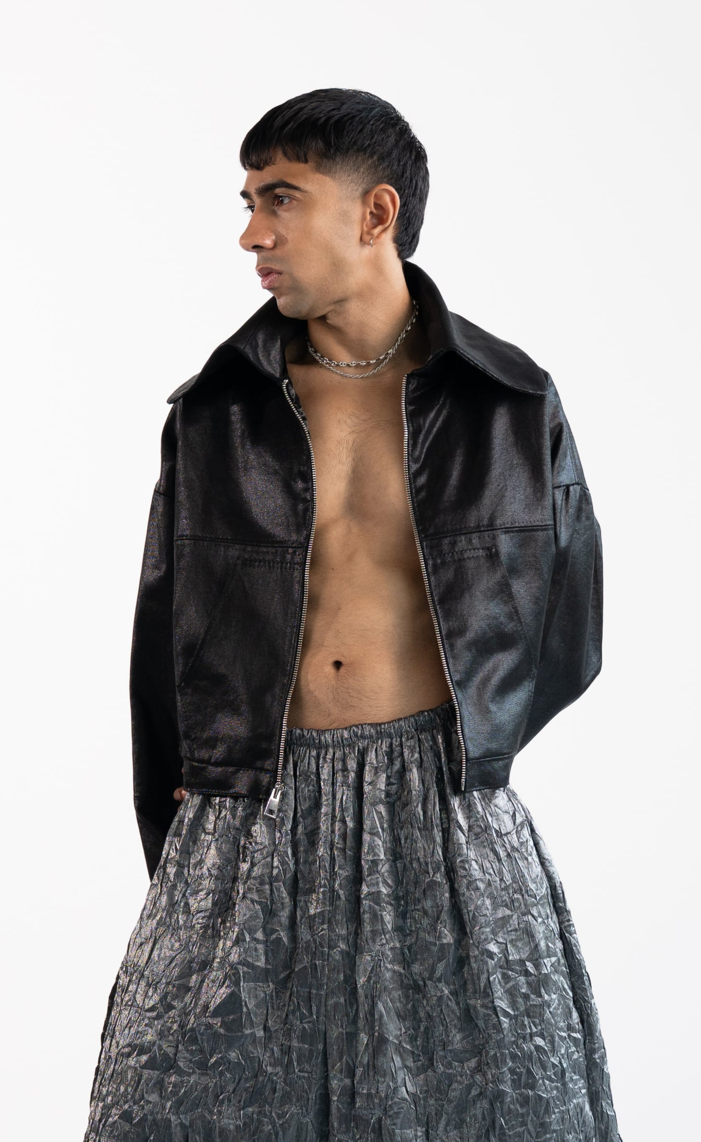 Black Shell Shock Cropped Car Jacket