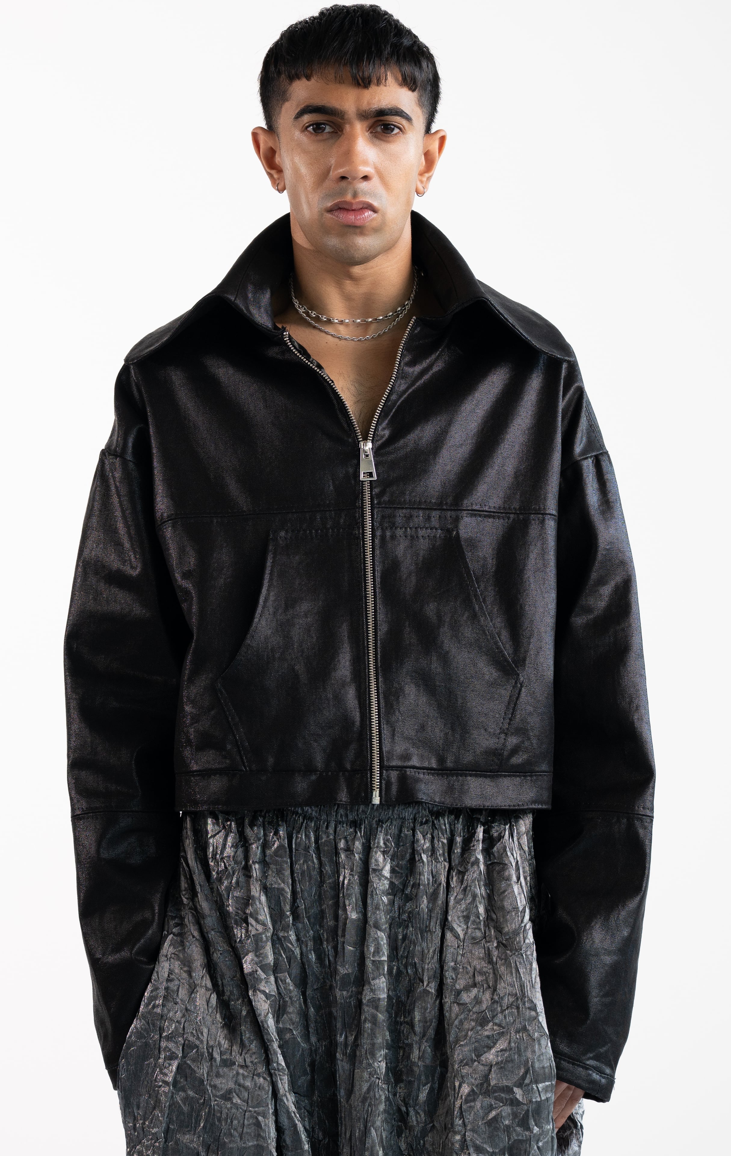 Black Shell Shock Cropped Car Jacket