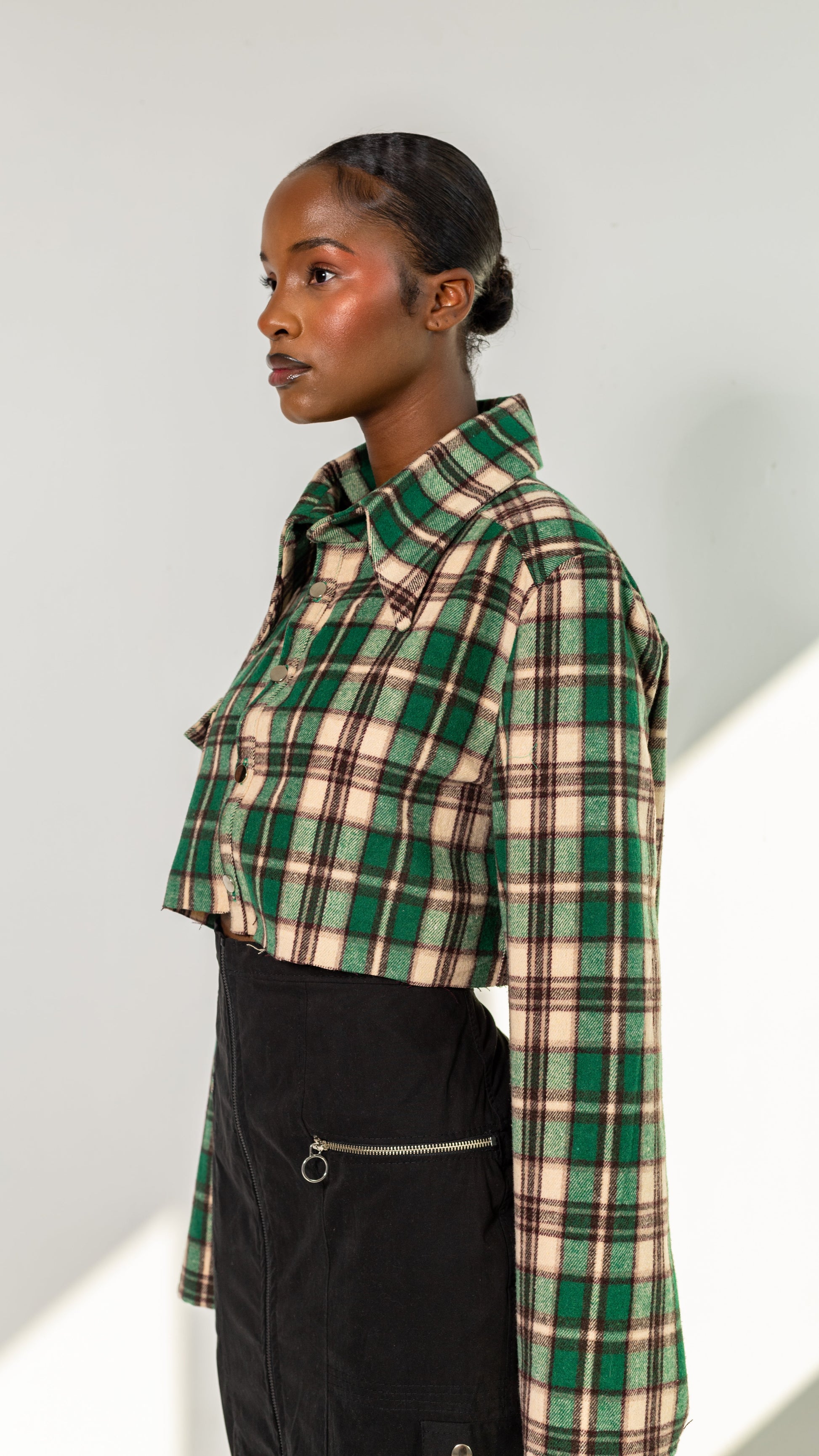 Cropped Oversized Flannel Jacket image 1