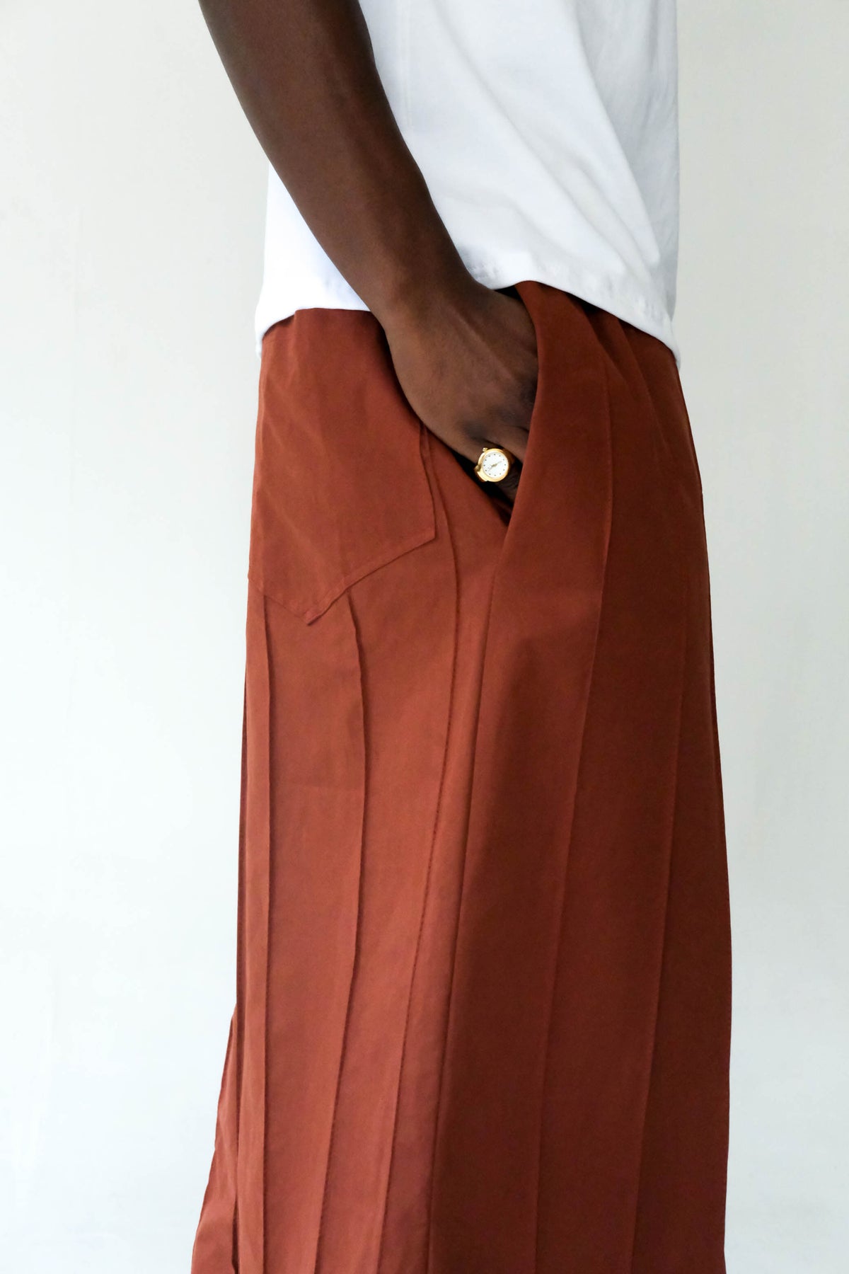 Brick Pin-Tuck Hakama Pleated Trousers