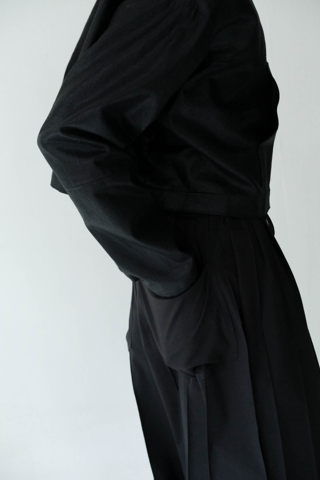 Black Pin-Tuck Hakama Pleated Trousers