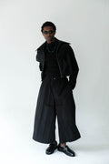 Black Pin-Tuck Hakama Pleated Trousers