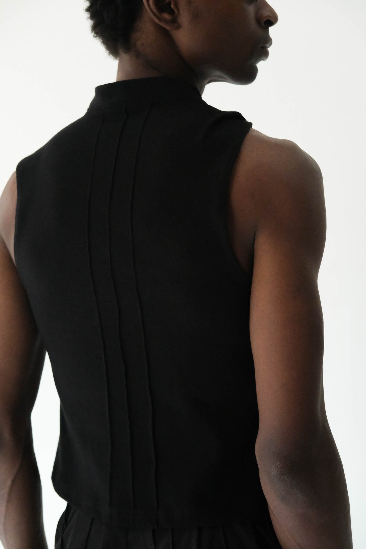 Pin-Tuck High-Neck Muscle Tank