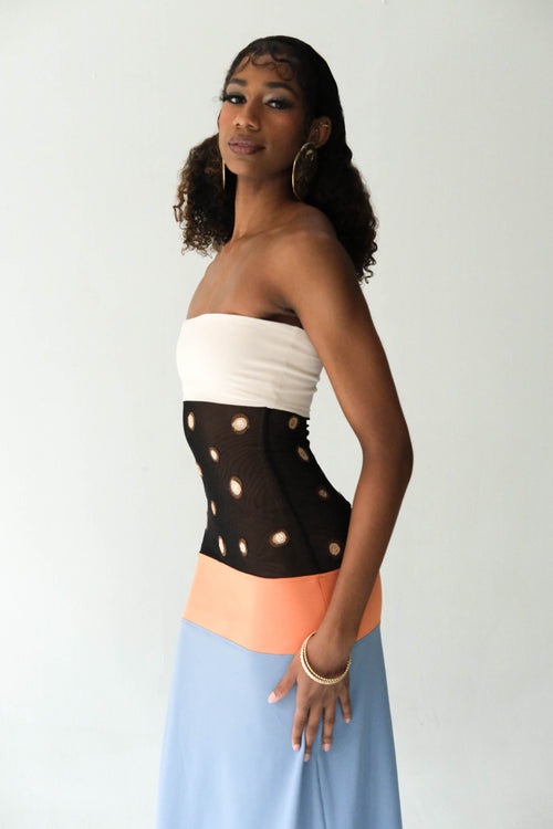 Colorblock Tiered Leopard Motif Dress