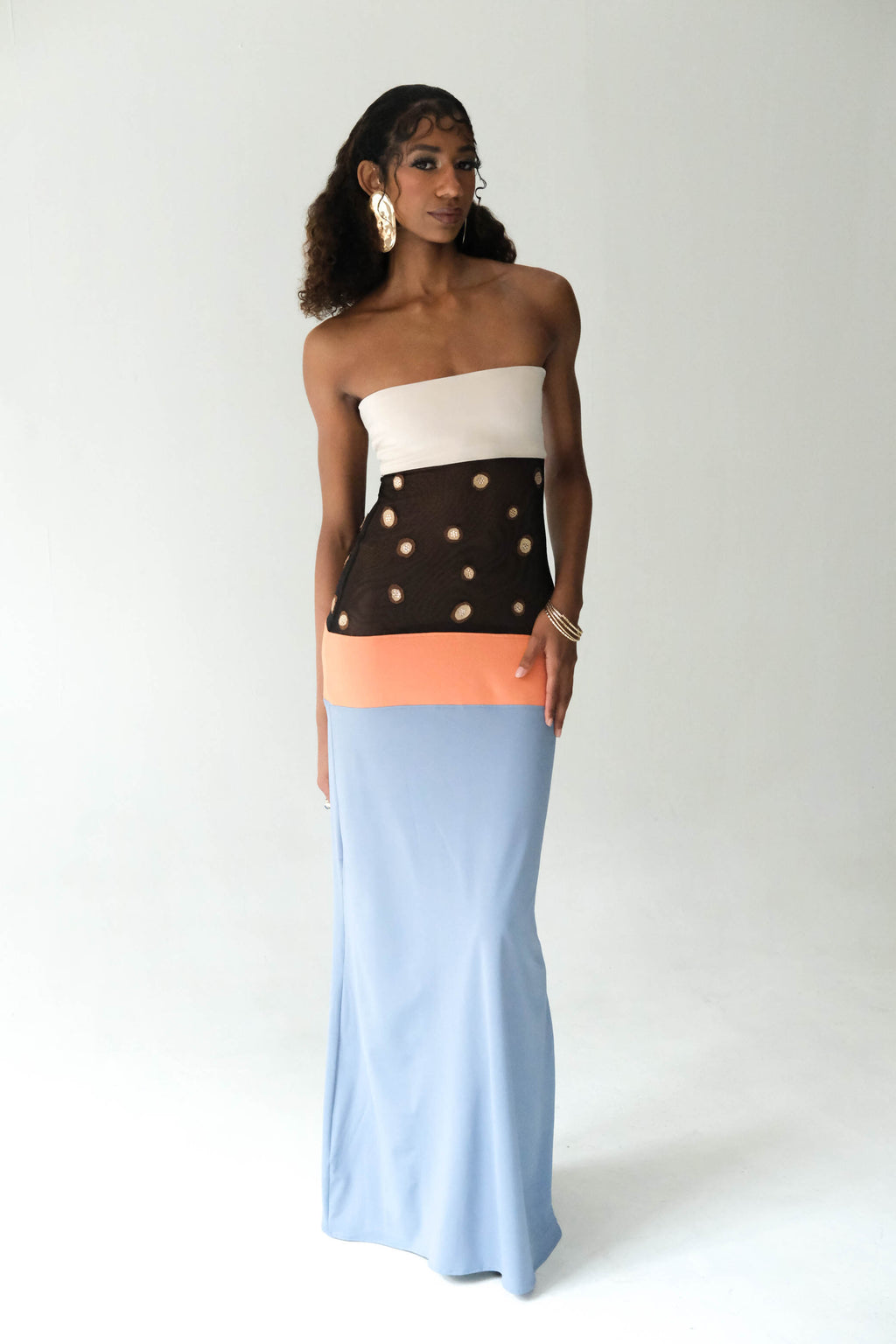 Colorblock Tiered Leopard Motif Dress
