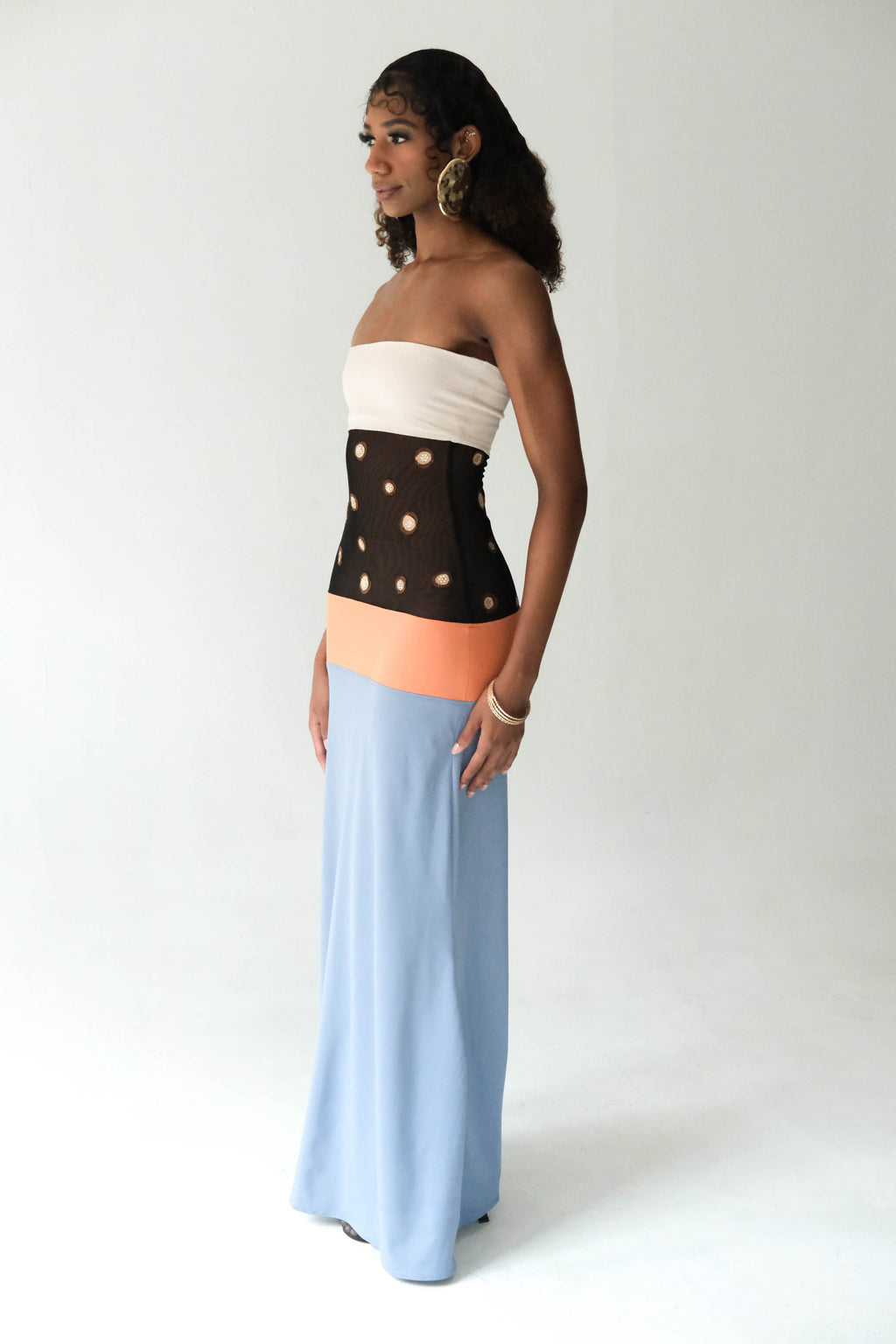 Colorblock Tiered Leopard Motif Dress