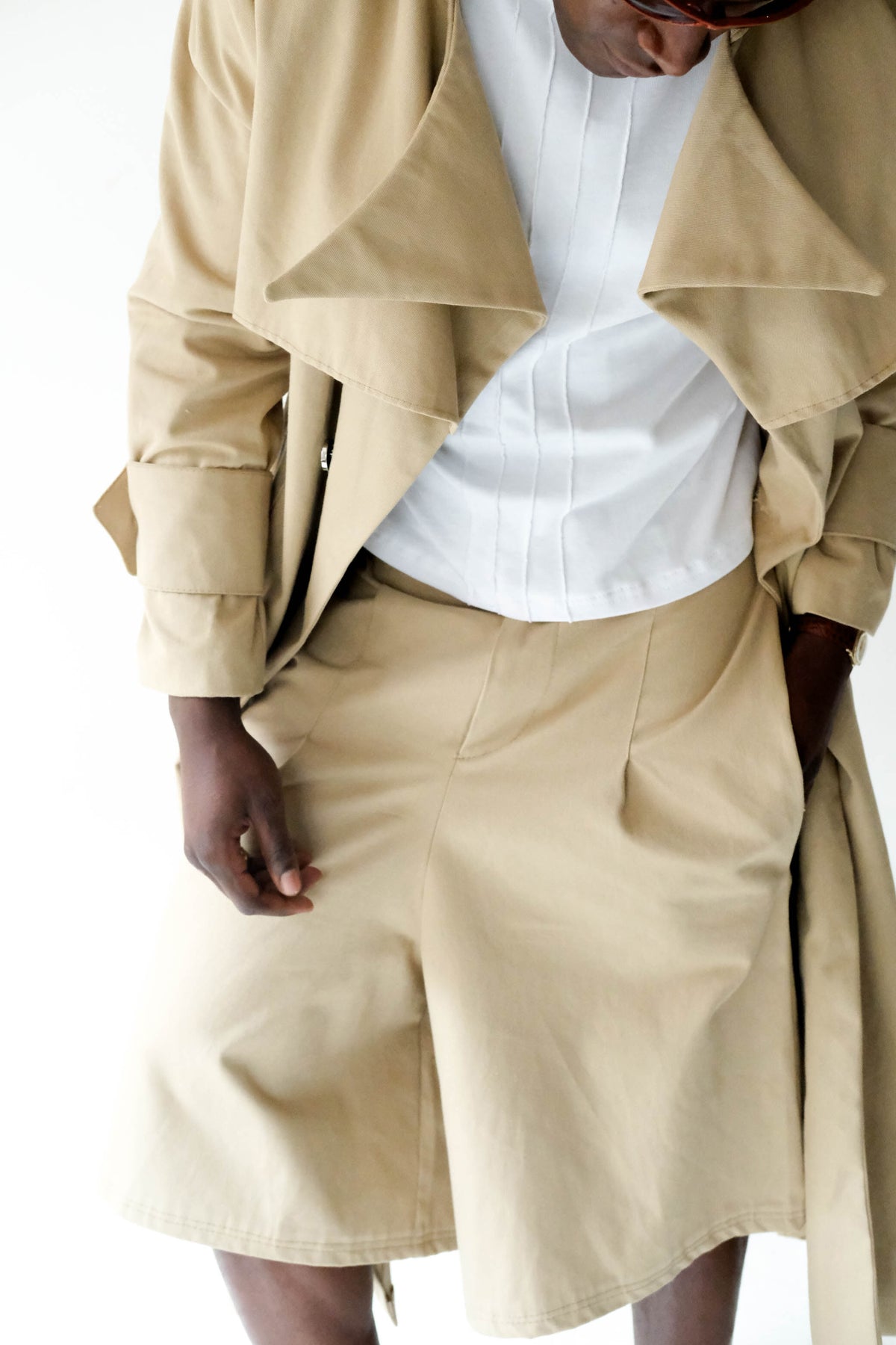 Pleated Wide-Leg Short