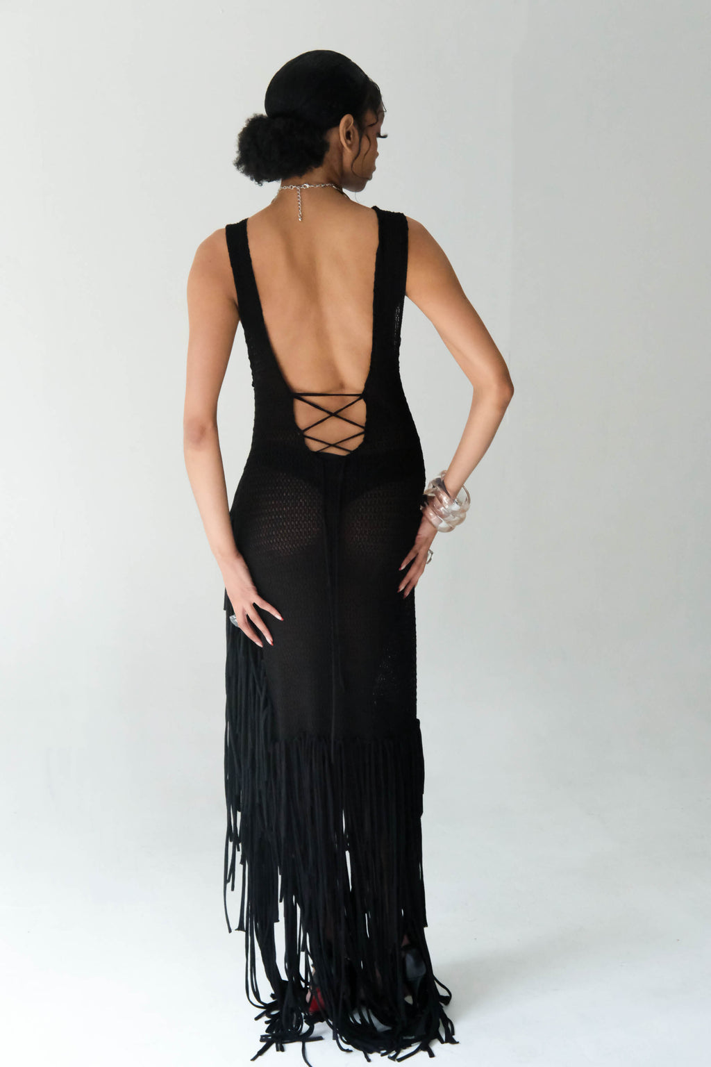 Cascade Fringe Knit Gown