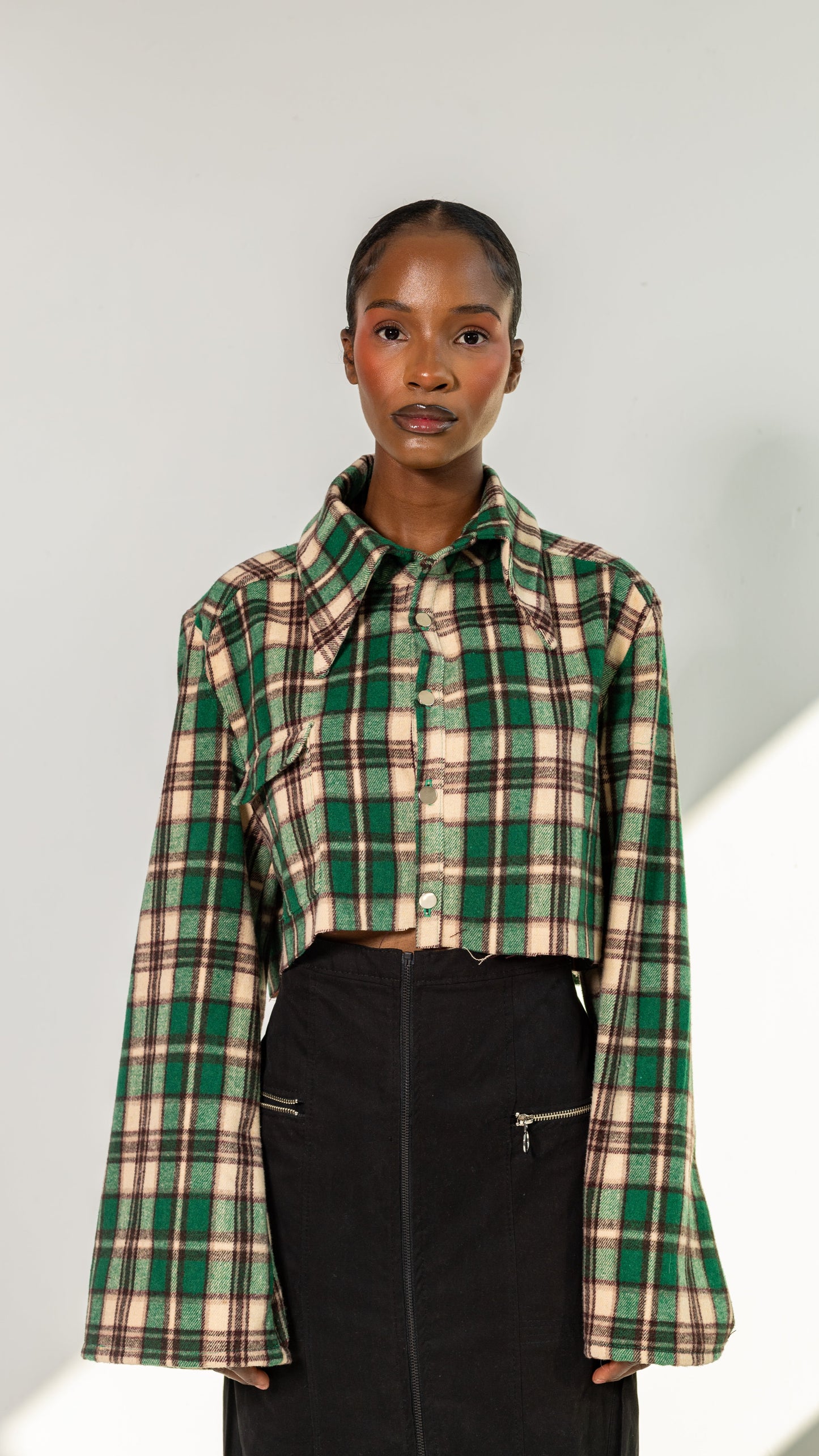 Cropped Oversized Flannel Jacket image 0